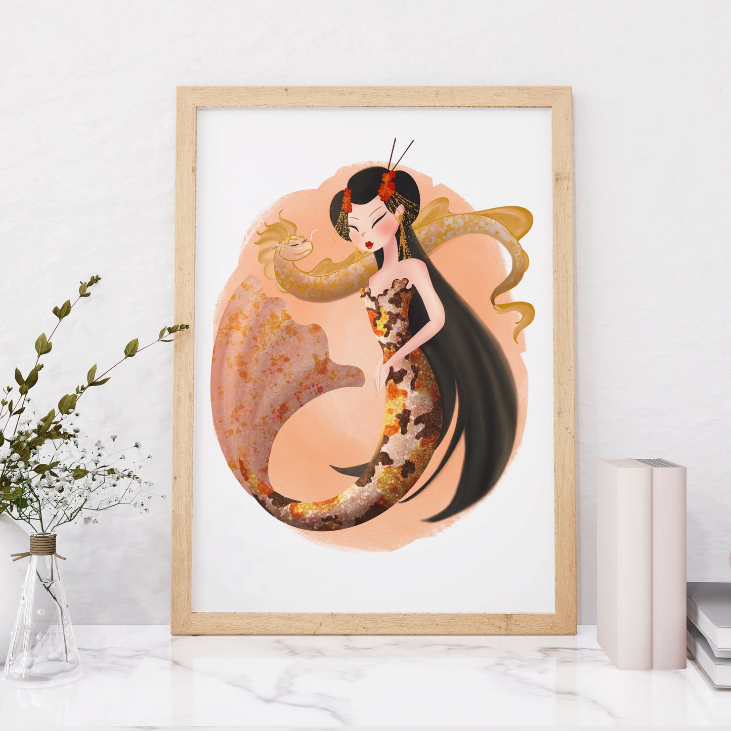 koi fish wall art- mermaid headpiece- mermaid crown- mermaids- mermaid painting- mermaid print- mermaid decor- mermaid- mermaid art- mermaid wall decor- mermaid art print- mermay- mermaid wall art