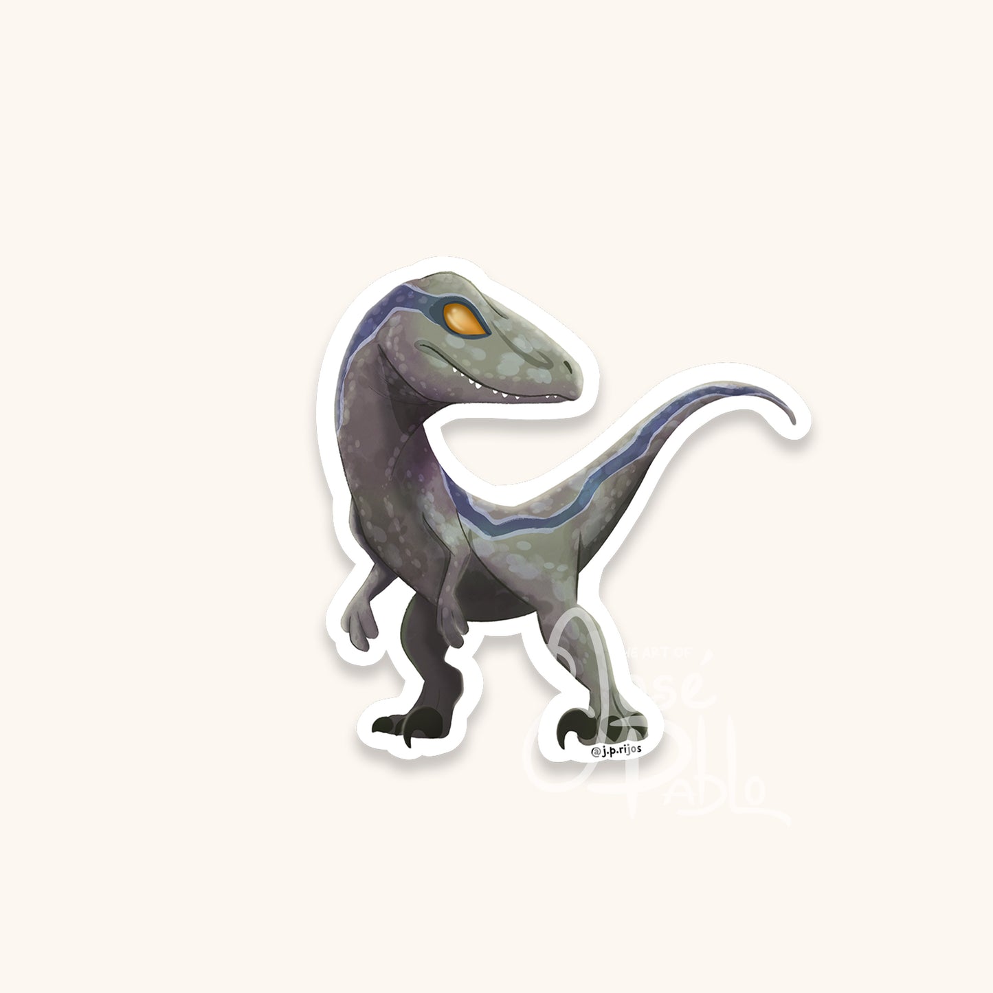 Velociraptor Blue- Waterproof Sticker