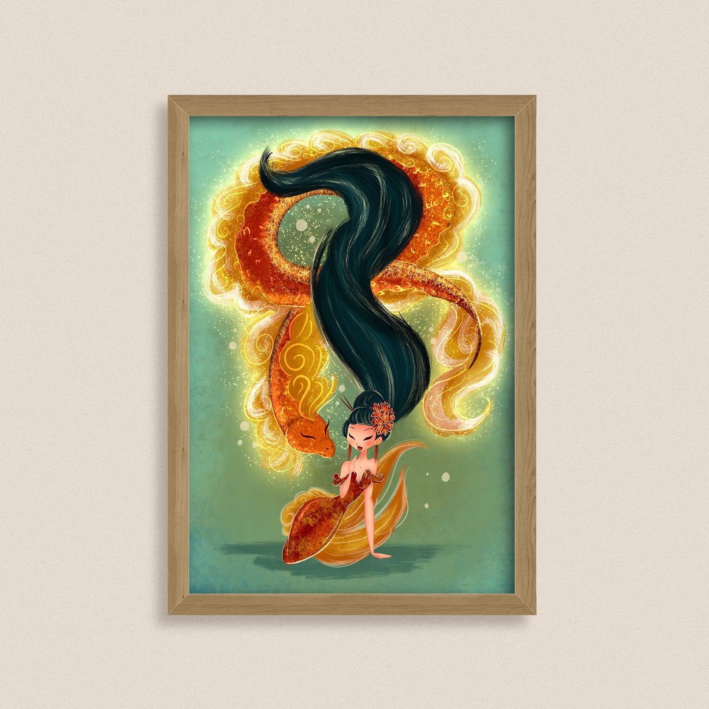 Ember Sovereign - Fantasy Mermaid Art Print
