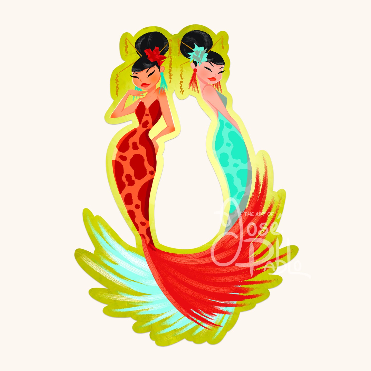 Fire & Ice Mermaids- Waterproof Sticker