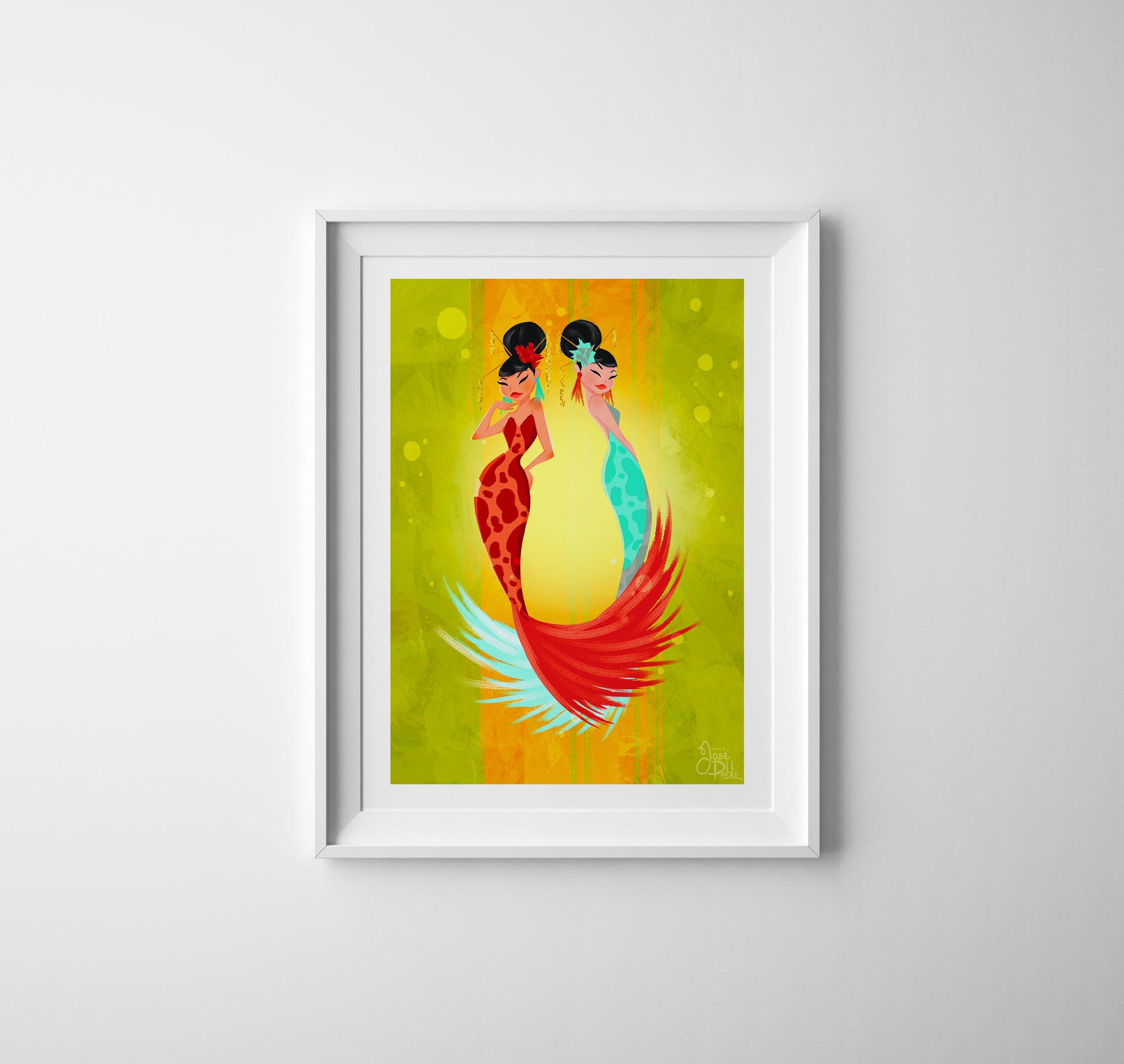 fire and ice mermaids art print