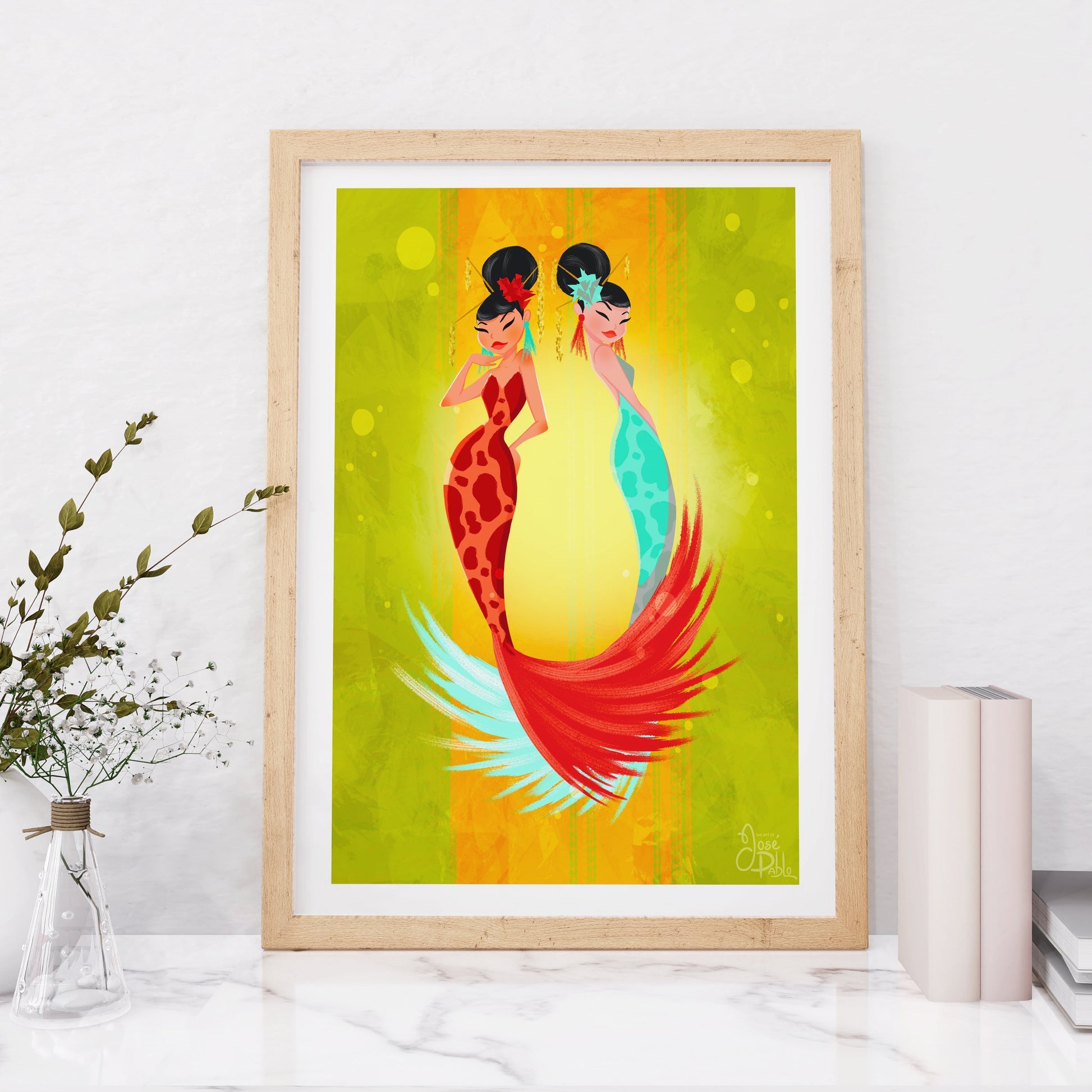 fire and ice mermaids art print