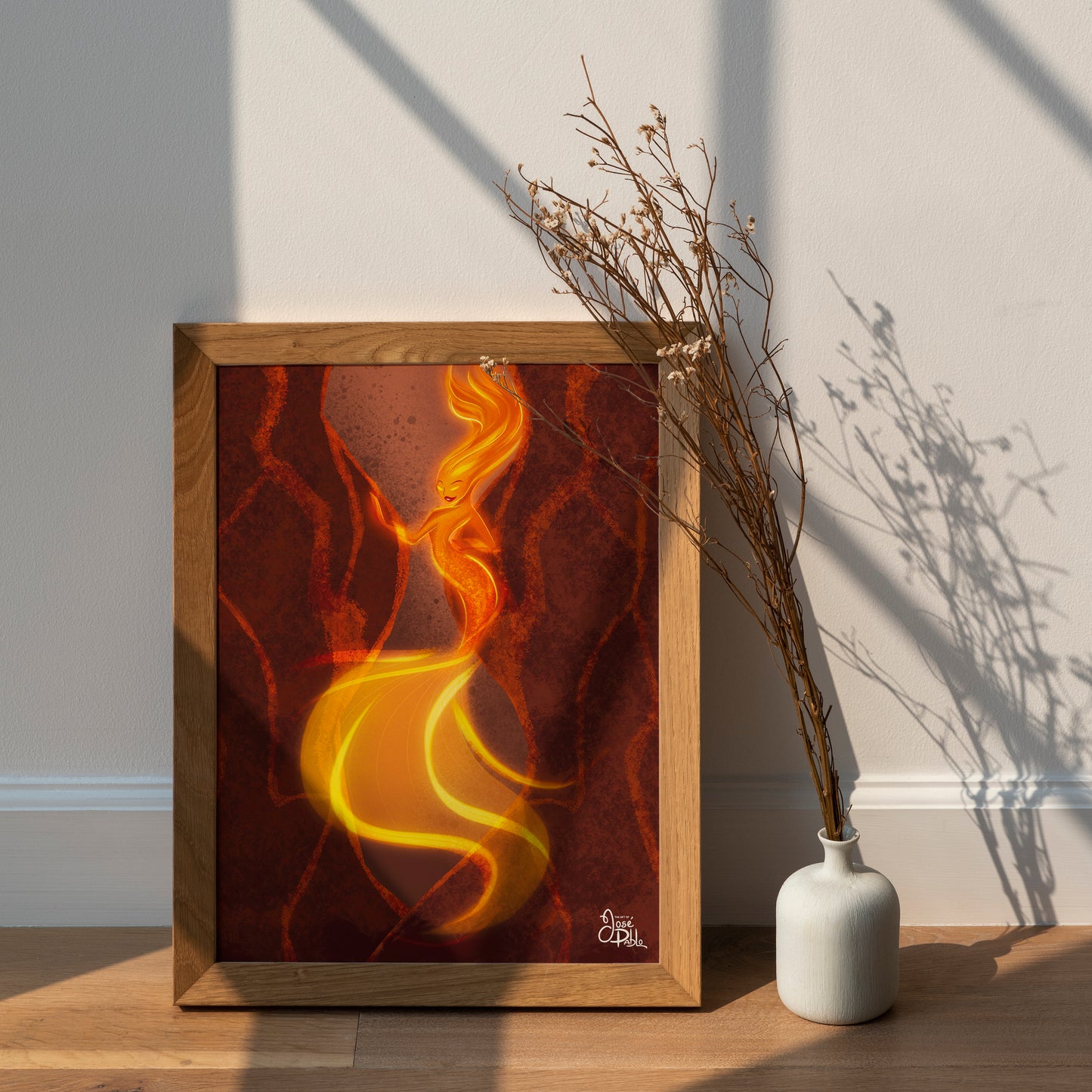 fire mermaid print