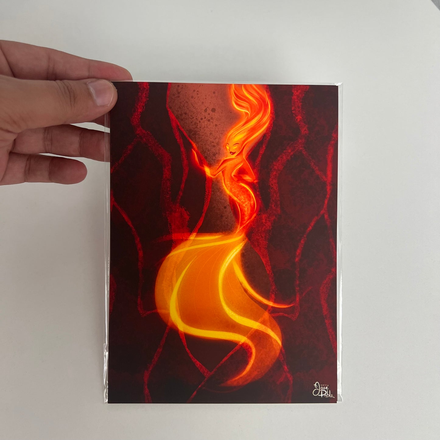 Elemental Fire Mermaid- Art Print