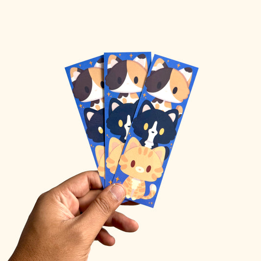 Cozy Kitties Bookmark- Blue