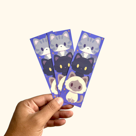 Cozy Kitties Bookmark- Purple