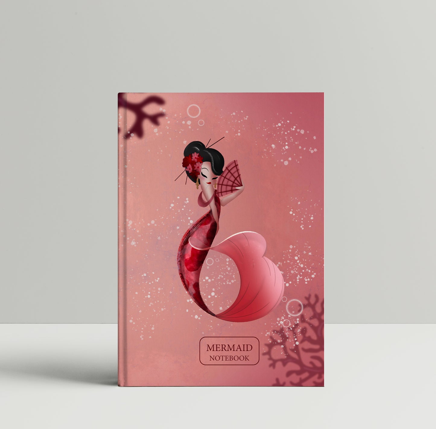 Red Geisha Mermaid- Hardcover Notebook