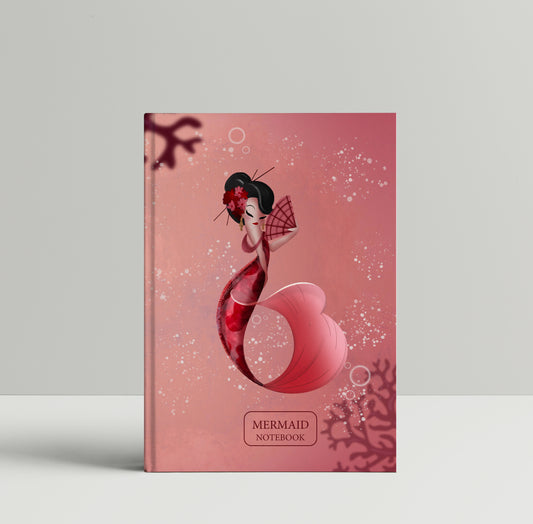 Red Geisha Mermaid- Hardcover Notebook