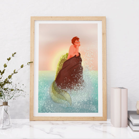 sunrise merman art print