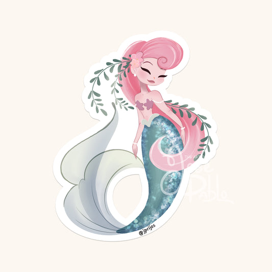 Pink Pastel Mermaid- Waterproof Sticker