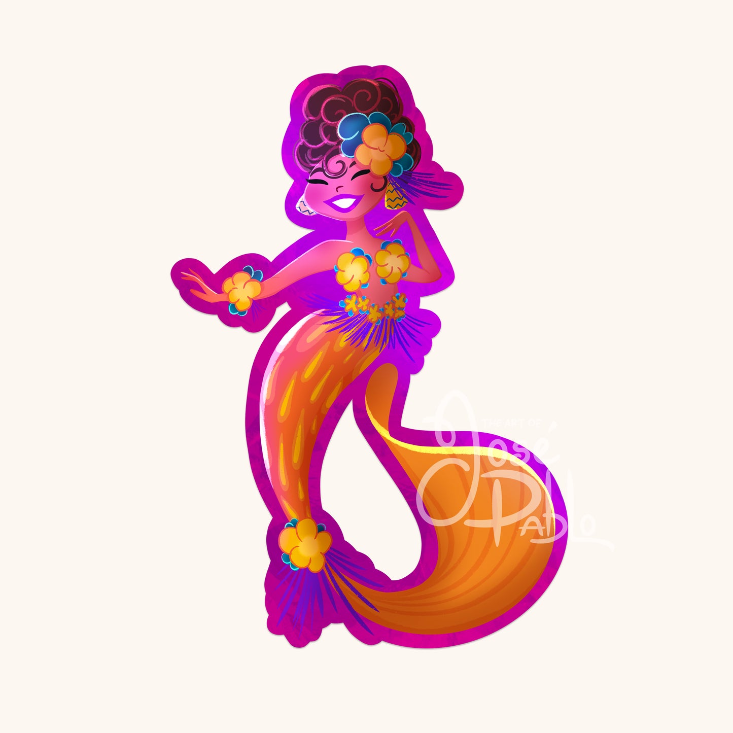 Tropical Mango Mermaid- Waterproof Sticker