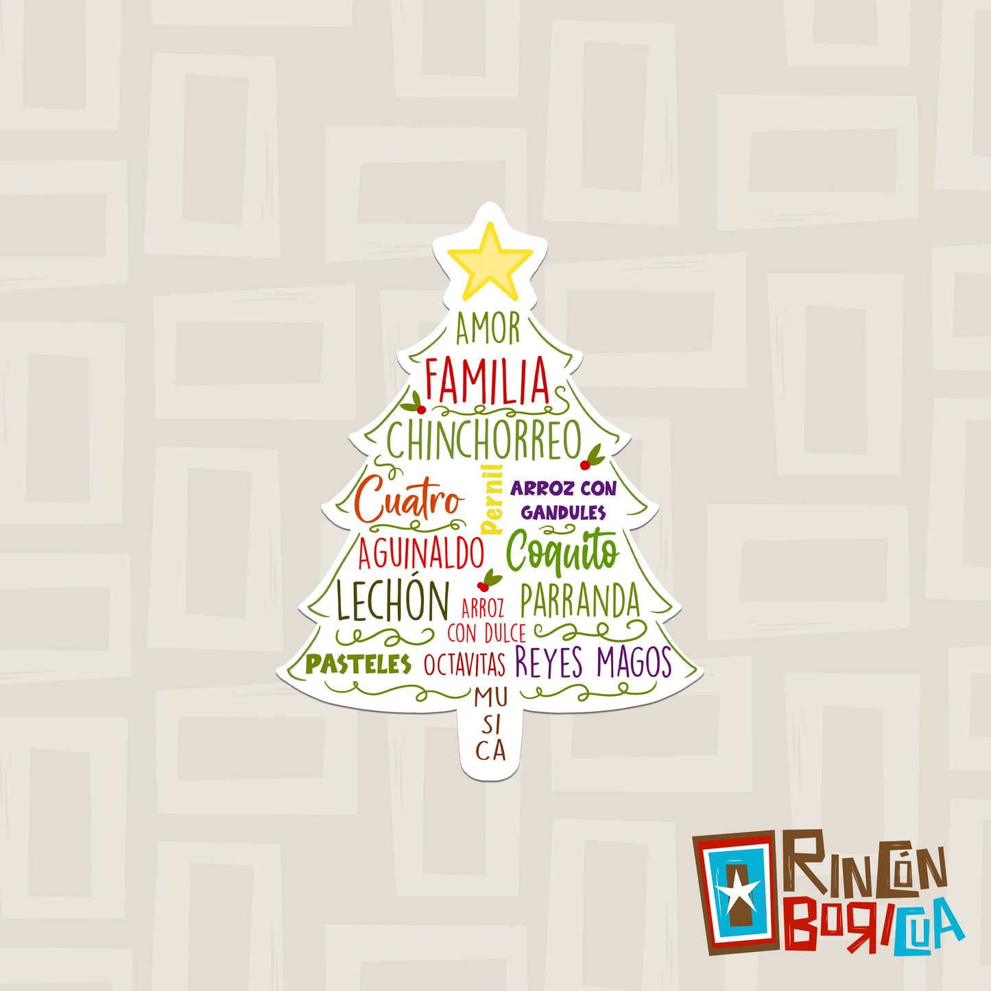 Navidad Boricua- Waterproof Stikers