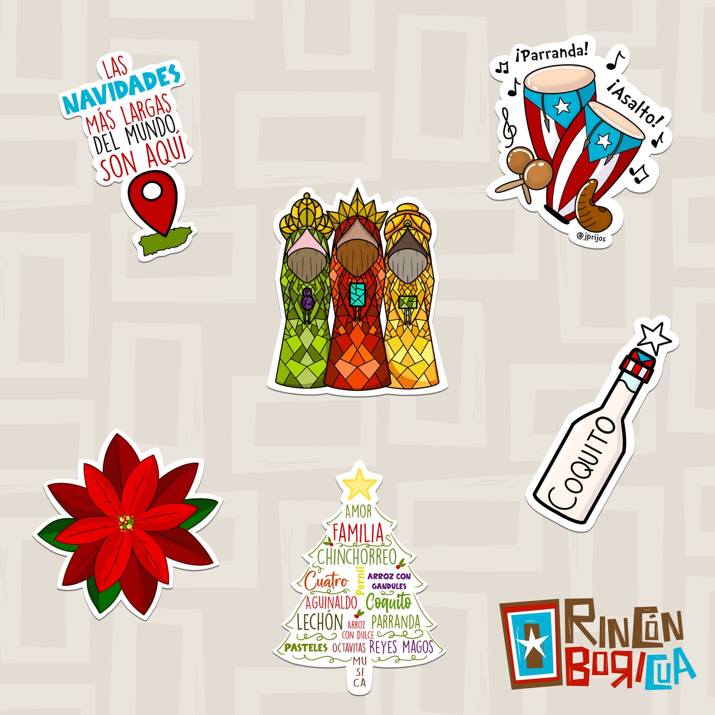 Navidad Boricua- Waterproof Stikers