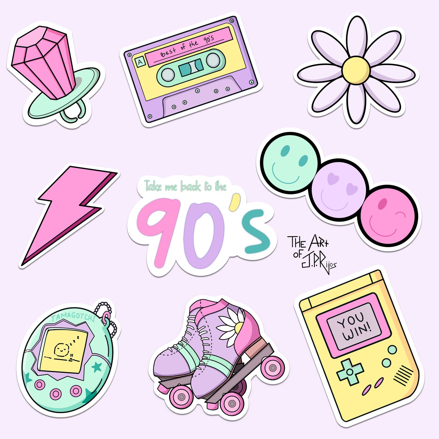 Nostalgia de los 90 - Pegatinas impermeables