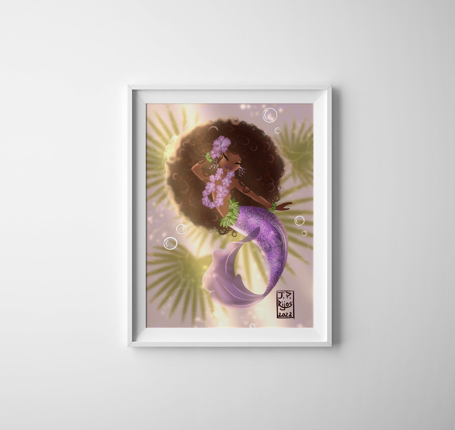 African American mermaid art print