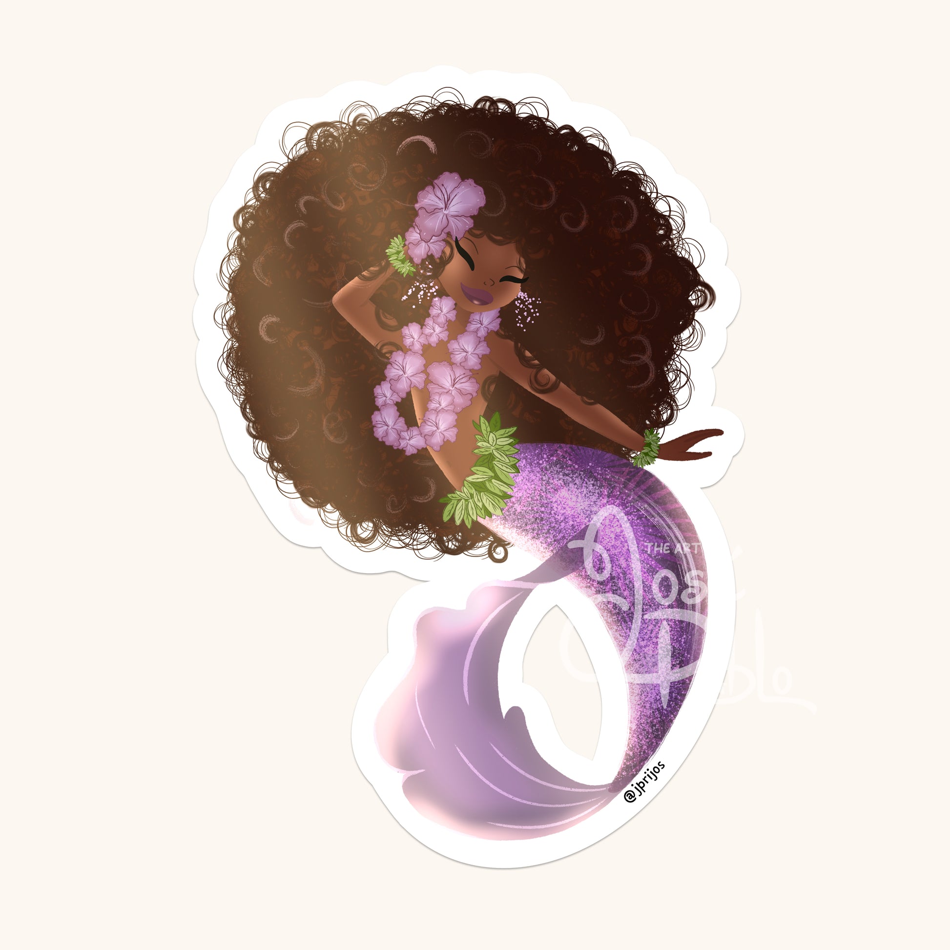 African American mermaid sticker