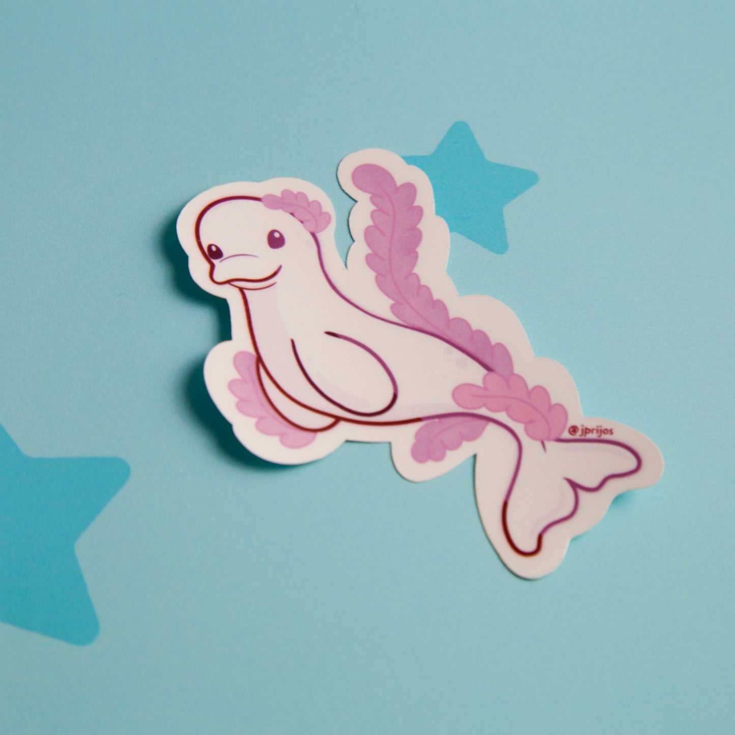 ballena beluga- sticker de ballena- sticker de ballena beluga- sticker de ballena blanca- stickers kawaii- stickers de animales- sticker waterproof- 