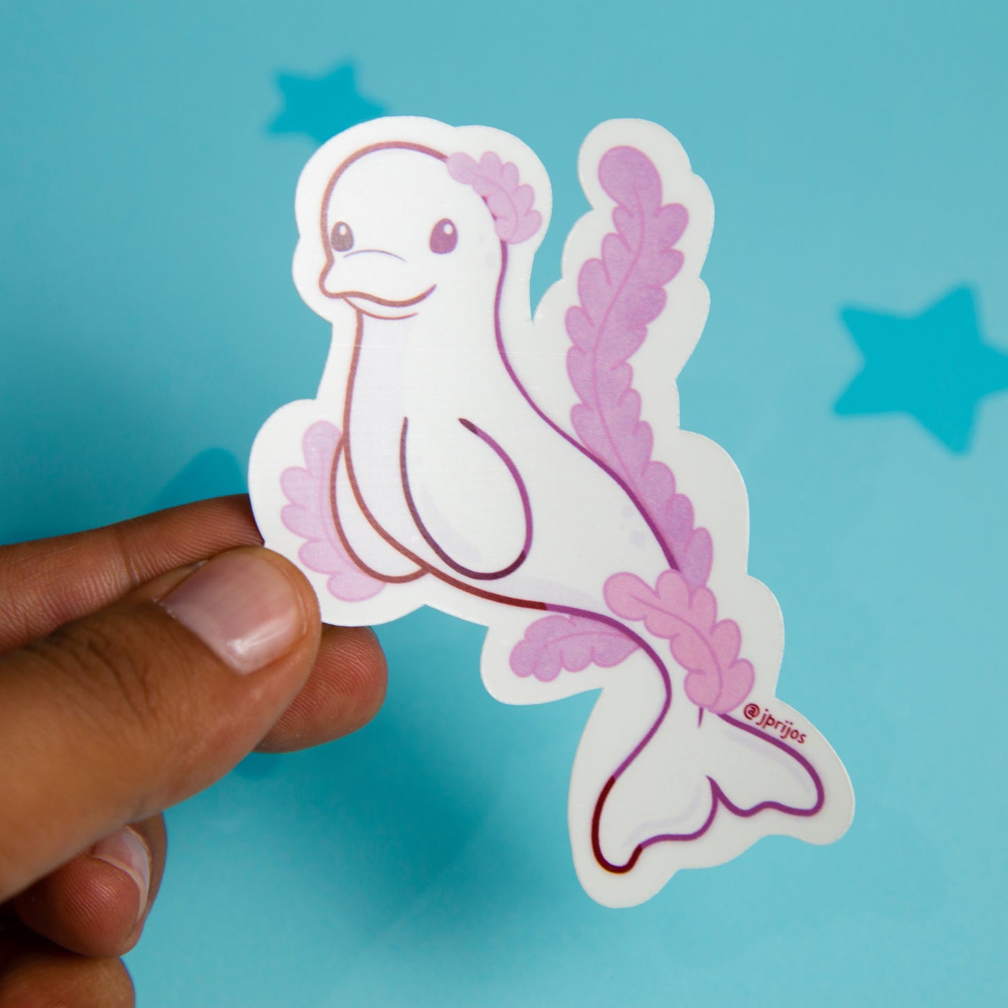 ballena beluga- sticker de ballena- sticker de ballena beluga- sticker de ballena blanca- stickers kawaii- stickers de animales- sticker waterproof- 