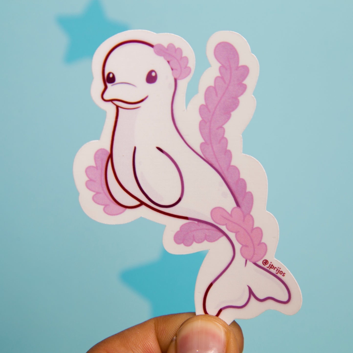 ballena beluga- sticker de ballena- sticker de ballena beluga- sticker de ballena blanca- stickers kawaii- stickers de animales- sticker waterproof- 