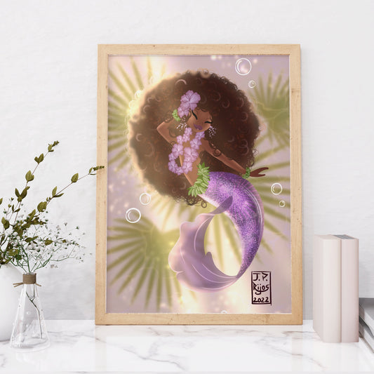 black mermaid art print 