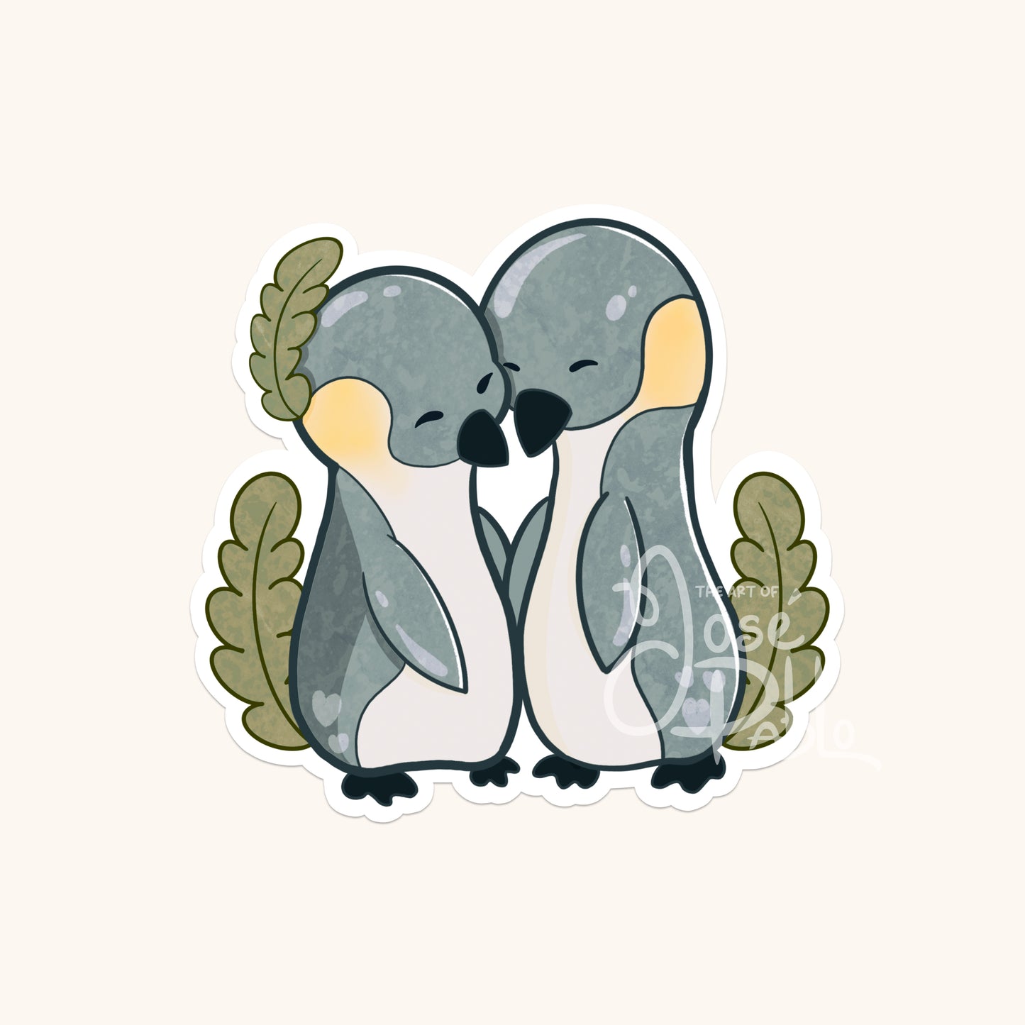 Emperor Penguin Couple- Waterproof Sticker