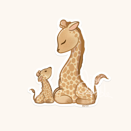 Giraffe with baby- Waterproof Sticker