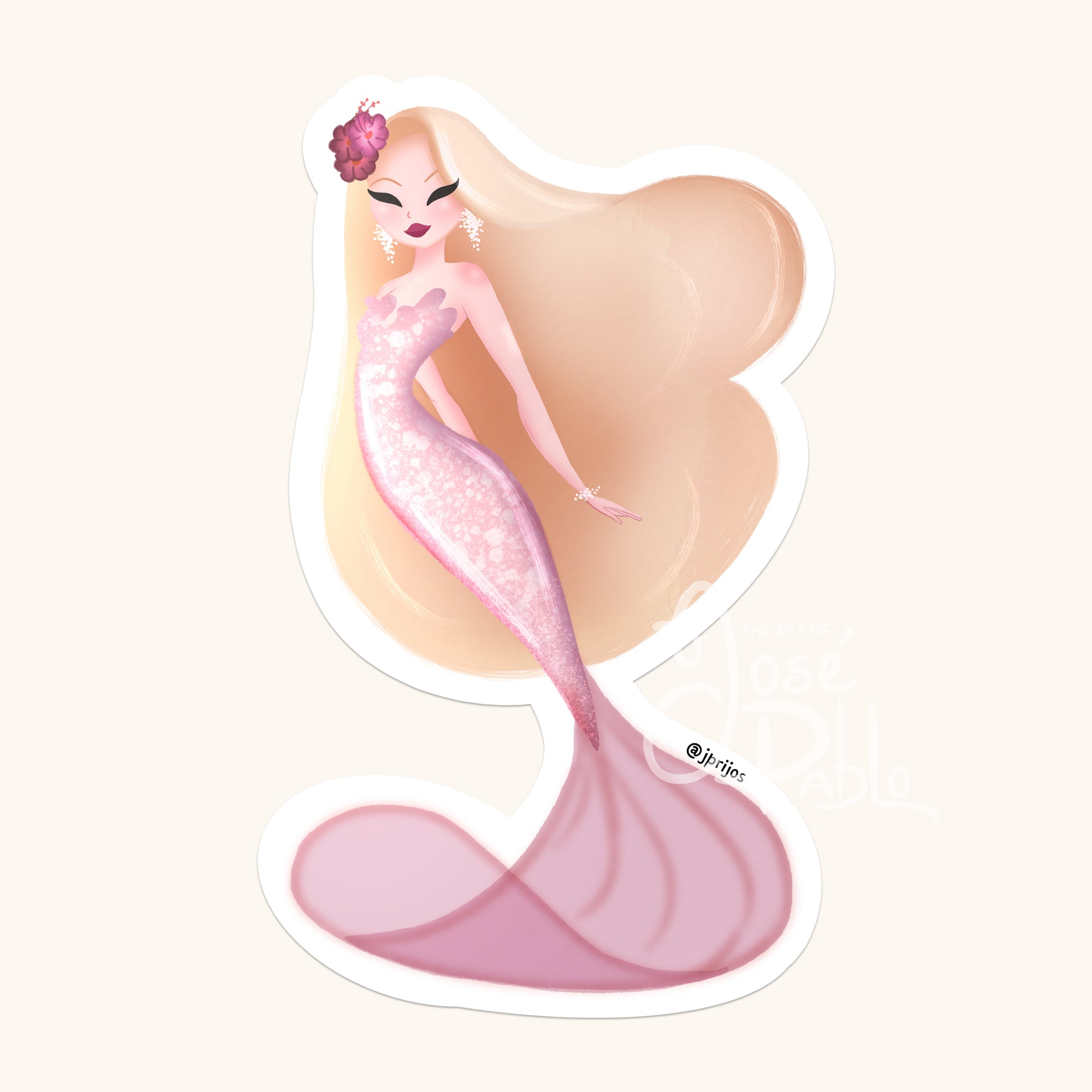 pink mermaid sticker