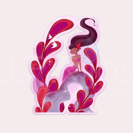 Raspberry Mermaid- Waterproof Sticker