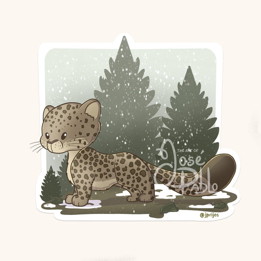 Snow Leopard- Waterproof Sticker