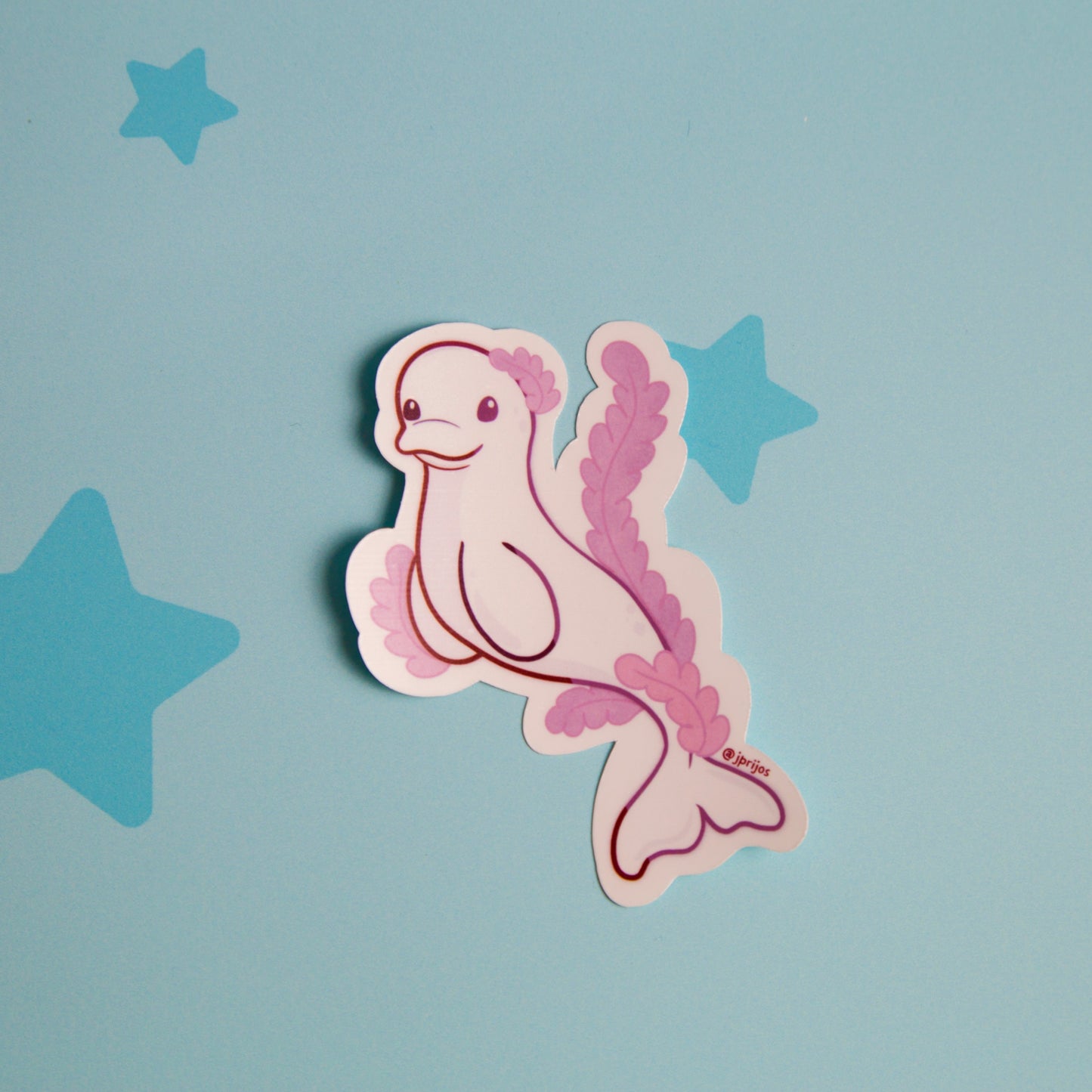 ballena beluga- sticker de ballena- sticker de ballena beluga- sticker de ballena blanca- stickers kawaii- stickers de animales- sticker waterproof- 