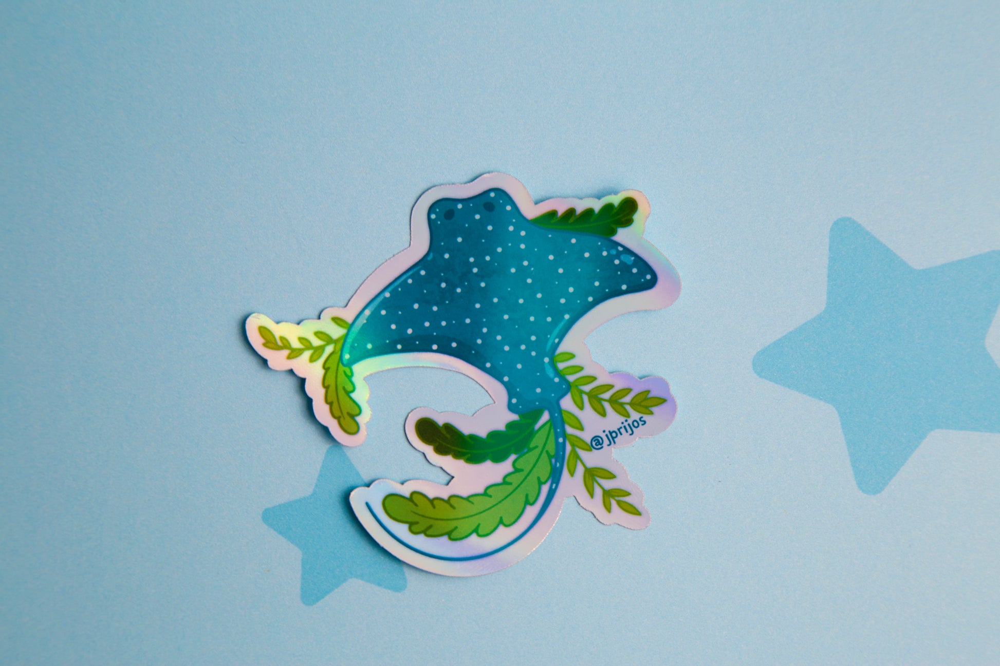 mantarraya- sticker de mantarraya- stingray sticker - sticker de manta- stickers kawaii- stickers de animales- sticker waterproof- sticker holografico