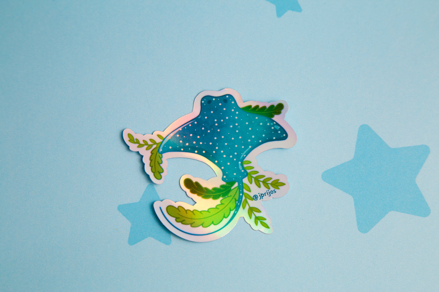 mantarraya- sticker de mantarraya- stingray sticker - sticker de manta- stickers kawaii- stickers de animales- sticker waterproof- sticker holografico