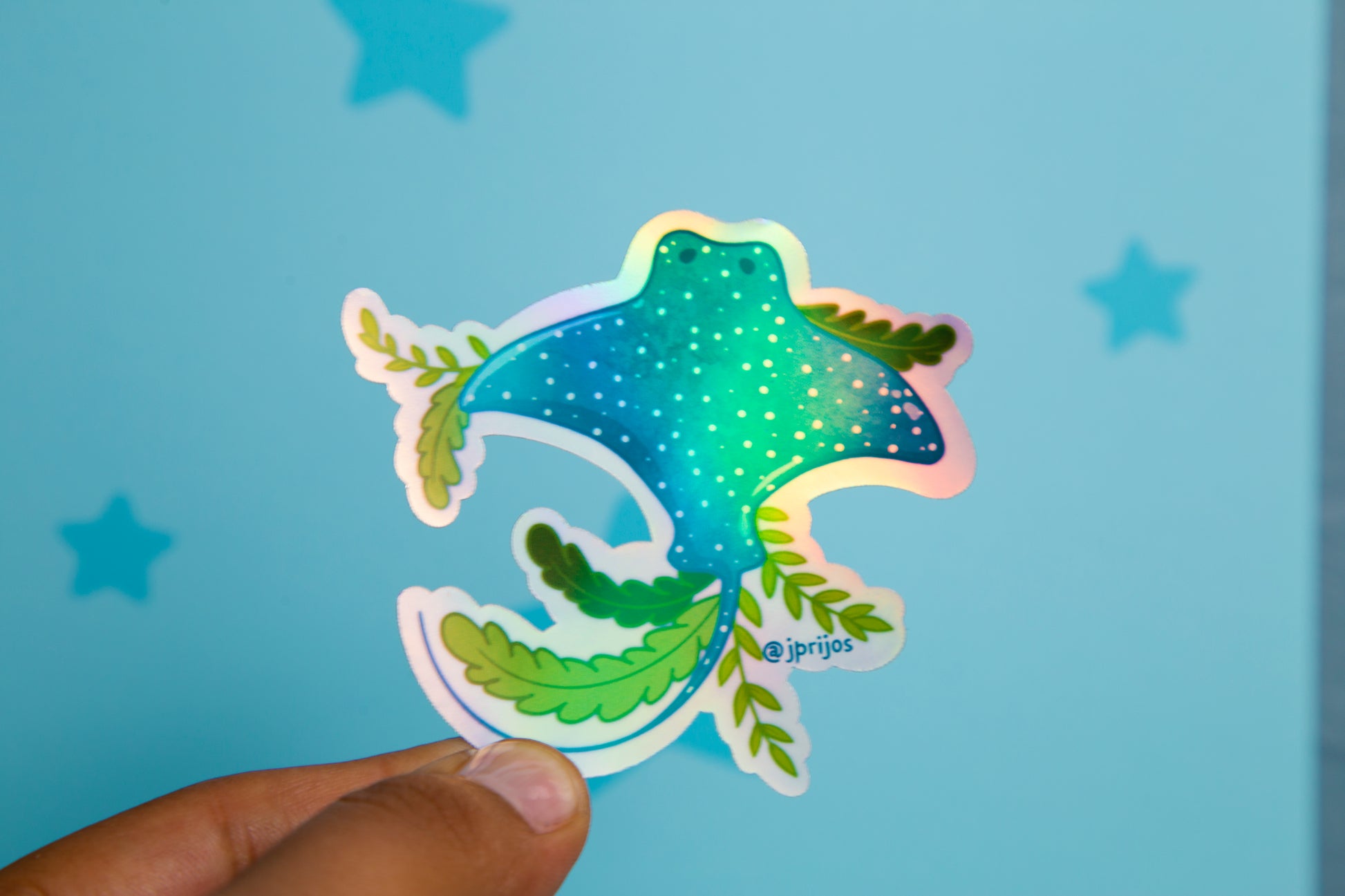 mantarraya- sticker de mantarraya- stingray sticker - sticker de manta- stickers kawaii- stickers de animales- sticker waterproof- sticker holografico