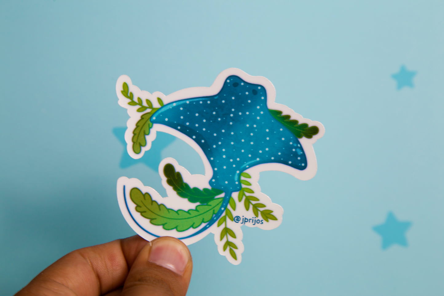 mantarraya- sticker de mantarraya- stingray sticker - sticker de manta- stickers kawaii- stickers de animales- sticker waterproof- sticker holografico