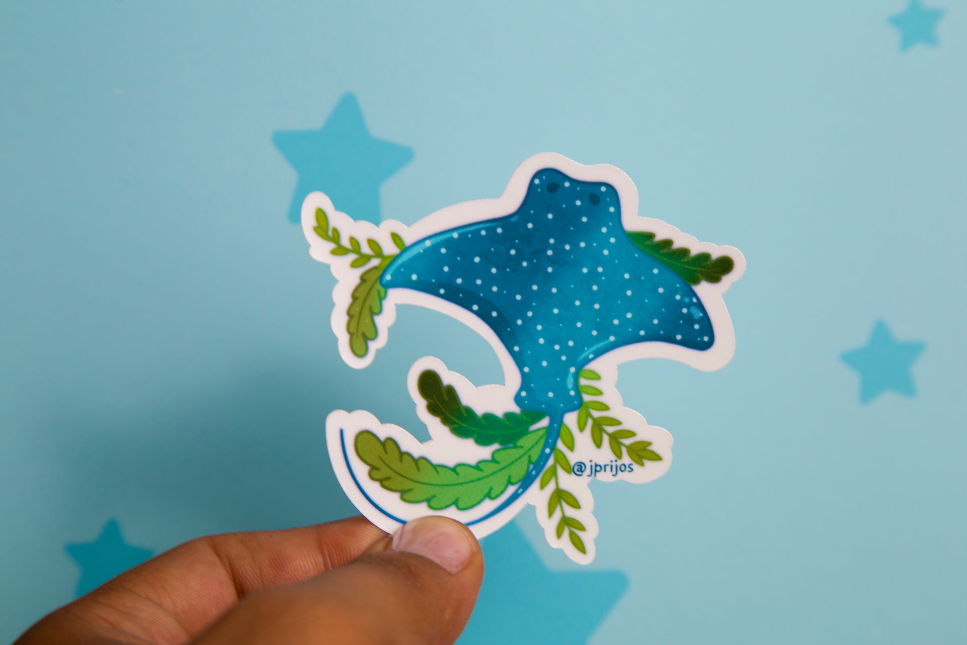 mantarraya- sticker de mantarraya- stingray sticker - sticker de manta- stickers kawaii- stickers de animales- sticker waterproof- sticker holografico