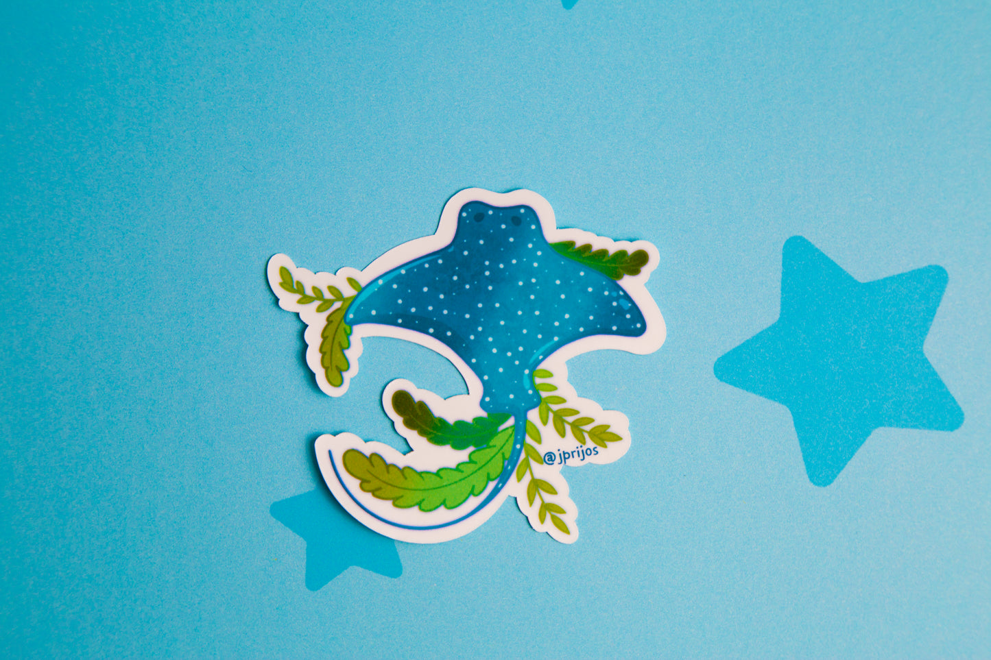 mantarraya- sticker de mantarraya- stingray sticker - sticker de manta- stickers kawaii- stickers de animales- sticker waterproof- sticker holografico