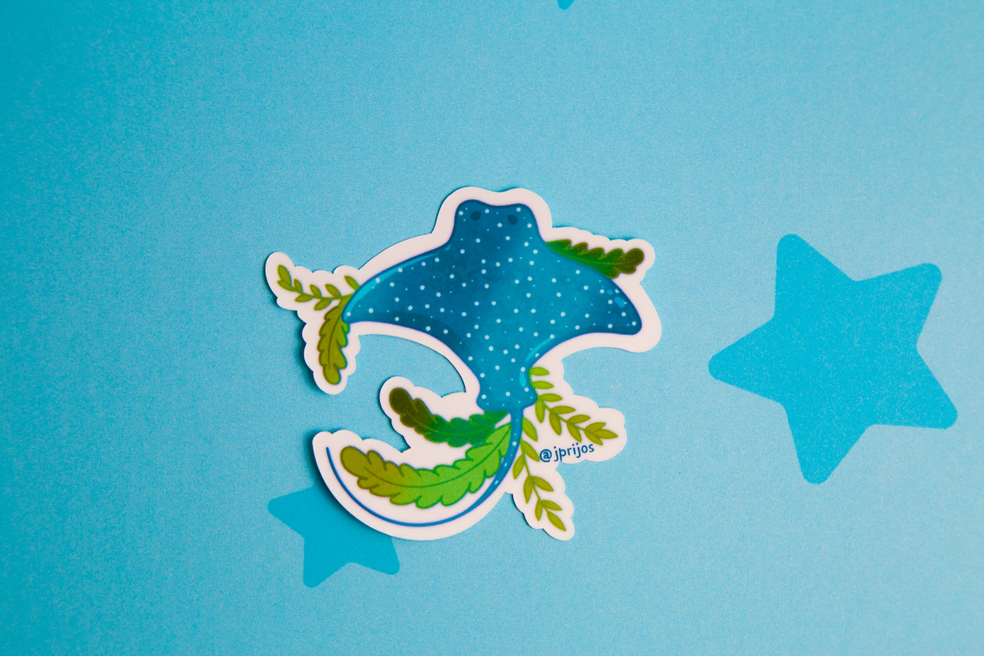 mantarraya- sticker de mantarraya- stingray sticker - sticker de manta- stickers kawaii- stickers de animales- sticker waterproof- sticker holografico